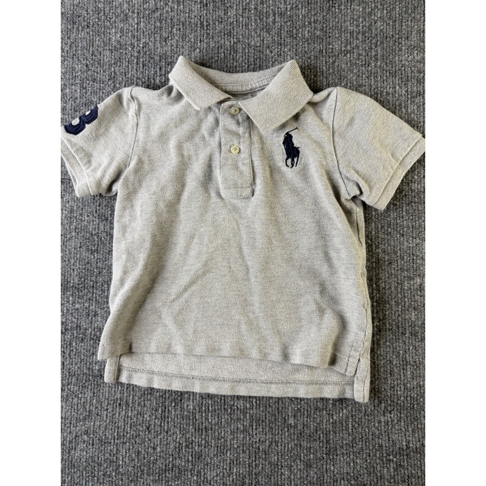 Ralph Lauren Baby Boys Polo Shirt Gray Short Sleeve Big Pony‎ Size 24M